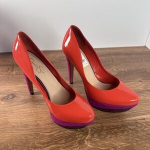 Stylish Red and Purple Women's Heels